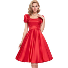 Belle Poque Hollowed Back Kurze Ärmel Red Swing Kleid Retro Pin Up Kleid Vintage 50er Kleid BP000025-2